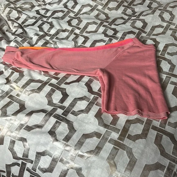 Aviator Nation Pink 5 Stripe Neon Crop Sweatshirt L NWOT Retired Style